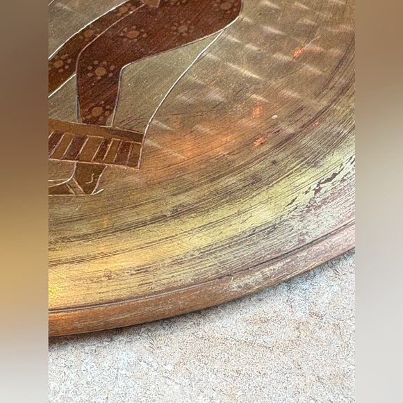 Vintage Hand Etched Copper Wall Hanging Plate Egyptian Harem Women 12” Round - Picture 6 of 7